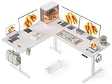 WALKINGDESK L-förmig Höhenverstellbarer Schreibtisch Elektrisch, 160 x 140 cm Eckschreibtisch Höhenverstellbar, Steh-Sitz Computertisch mit Kabelmanagement für Office Büro Gamer, Weiß