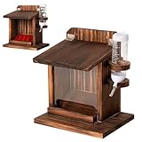 Eichhörnchenhäuser für draußen – Garten Streifenhörnchen Futterstation mit Wasserflasche – Holz Wandhalterung Futterhaus für Futter Maiskolbennüsse Outdoor Baum Balkon Hinterhof Vogel