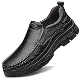 ZASDKE Herrenschuhe Klassische Loafers Slipper Freizeitschuhe Business Casual Lederschuhe Schwarz 9067 42 EU