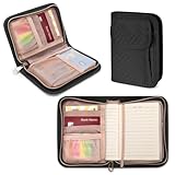 Yarwo Heftumschläge für Field Notes, Moleskine Cahier (9 x 14 cm), Taschen-Notebook mit Reißverschluss, Karten- und Stifthalter für Notizbücher und Planer, Schwarz