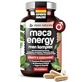 Maca Energy Komplex für Männer – 120 Kapseln mit schwarzem Maca, Ginseng, Guarana, Tribulus, Zink & Coenzym Q10 – Hochdosiert, vegan & laborgeprüft – Made in Germany