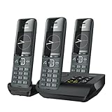Gigaset Comfort 520A Trio - 3 Schnurlose DECT-Telefone mit Anrufbeantworter- Elegantes Design - Beste Audioqualität mit Freisprechfunktion - Anrufschutz - Adressbuch mit 200 Kontakten, titan-schwarz