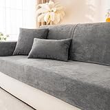 GKXLH Neue wasserdichte Sofa überzug - Weiche Chenille Sofa Sitzkissenbezüge, rutschfeste Sofabezug waschbar 1 2 3 4 Sitzer Couch überzug für Sektionssofa, Sofaüberwürfe L Form (Dunkelgrau, 70x70cm)