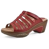 WHITE MOUNTAIN Damen Valencia Sandale mit Absatz, Rot/brüniert/glatt, 41.5 EU