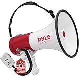 Pyle Unisex-Adult PMP52BT Bluetooth PA Megaphone Bullhorn Speaker with Wireless Audio Streaming, Wired Microphone, MP3/USB/SD/AUX, White, One Size
