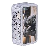 gimboo Schulmäppchen mit Zubehör/Federmäppchen mit großem Fassungsvermögen/Mit 3 Fächer/Federtasche Federmäppchen Stifteetui/Motiv - KLEINE Hunde/Für Kinder Jungen Mädchen