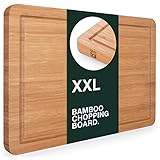 Blumtal Schneidebrett aus 100% Bambus - 2cm dickes Holzbrett antibakterielle - massives Schneidebrett Holz mit Saftrille - Holzschneidebrett 43,5x29,5 cm - alternative zu Schneidebrett Kunststoff