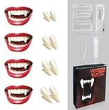 Halloween Vampir Zähne, Halloween Vampirzähne in 4 Größen, Erwachsene Vampirzähne - Vampire Teeth Fangs Halloween Vampir Schminke Cosplay Kostüm Accessoires Damen Herren Kinder Vampirgebiss