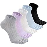 Zehensocken Damen Fünf Finger Socken aus Baumwolle, Damen Sneaker Socken mit Zehen, 5 Paare