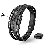 UNIQAL | Personaliesiertes Lederarmband mit Gravur 'SHAPE' Herren Damen | Leather Bracelet mens | Magnetverschluss | handgemacht in Germany (Schwarz, 23.00, Zentimeter)