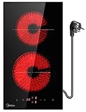 Midea Glaskeramikkochfeld mit 2 Kochzonen Kochfelder Einbau Keramikkochfeld mit dem Stecker, Verdrahtung, Berührungssteuerung, Automatische Abschaltung, Kindersicherung