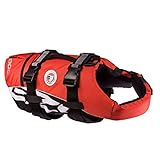 EzyDog DFD Schwimmweste Hund - Hundeschwimmweste - Schwimmwesten für Hunde - Größenverstellbar mit Griff und Reflektoren (S, Rot)