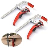 Hebelzwinge, 2 Stück Ganzstahl Tischzwinge, Schnellspanner Zwinge mit 60mm Kehlentiefe, Hebelzwinge zum Schleifen, Schneiden (160mm)