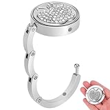 DEARMAMY Faltbarer Handtaschenhalter Mit Apfelmuster Tragbarer Handtaschenhaken Für Damen Eleganter Handtaschenhaken Ideal Für Unterwegs Silberner Taschenhaken Für Tisch Und