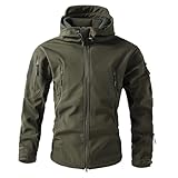 RUMAOZIA Herren Camouflage Softshelljacke Taktische Winter Mantel mit Kapuze und Reißverschluss Atmungsaktiv Outdoorjacke Angeln Jagd Jacke Arbeitsjacke Warnjacke Trekking Übergangsjacke