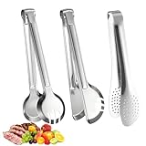 3-Teiliges Set Zange Küche aus Edelstahl, 9 Zoll Tongs Kitchen Servierzangen Set, Salatzange, Nudelzange, Spargelzange, Multifunktional Küchen Zange Edelstahl für Buffets, Partys, Restaurants