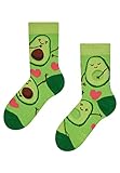 Dedoles Socken Unisex Damen Herren & Kinder Baumwolle viele lustige Designs 1 Paar Geschenk links rechts verschieden, Farbe Grün, Motiv Avocado-Liebe, Gr. 39-42
