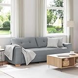 HETFTJN 3-Sitzer Sofa Hellgrau 221 x 78 x 80 cm Stoff Couch mit Multiplex Stahlrahmen Modernes Design Bequem & Robust für Wohnzimmer Schlafzimmer Büro