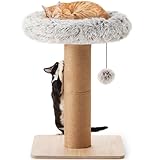 FUKUMARU Kratzbaum für Katzen – 71 cm hoher Kratzturm mit Katzenliege für Erwachsene Katzen im Innenbereich, 14 cm breiter Kleiner Katzenbaum mit Bett, Katzenmöbel