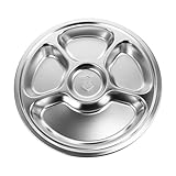 MOLUCKFU 1stk Snack-platte Nuss Servierbehälter Lebensmittel Geteiltes Tablett Runde Servierplatte Kreistablett Geteilter Teller Haushaltsgeschirr Serviertablett Silver Edelstahl 304