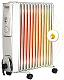 Ölheizung elektrisch 2500W Ölradiator H13 Elektroheizung 13 Lamellen mobiler Elektroheizkörper Heizgerät Thermostat Ölheizer
