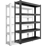 HeavyDuty Stahlregal mit 5 Regalböden, Metall, Lagerregal für Garage, Lager, Keller, langlebig, weiß, industrielle Regale, 182,9 x 88,9 x 50,8 cm (H x B x T)