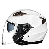 Motorradhelm Offener Motorradhelm Erwachsener Sturzhelm Mit Doppelvisier Straßenmotorradhelm Jethelm Roller-Mopedhelm A,XL(61-62CM)