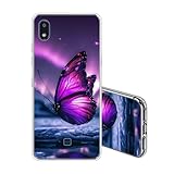JEZSTHAI Handyhülle Kompatibel mit LG K20 2019 Hülle Silikon Transparente Stoßfeste Anti-Kratzt Anti-Gelb Weiche Dünne TPU Rückseite Schutzhülle für Damen,Schmetterlinge 02