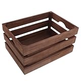 SOLUSTRE Vintage Aufbewahrungsbox aus Robustem Holz Mittlere Stapelbare Obstkiste mit Lattenwänden Dekorative Landhkiste für Küche und Wohndekor 35X25X18cm