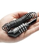 Sportneer Fahrradschloss Kabelschloss Helmschloss 180cm Extra-Langes Zahlenschloss aus Zinklegierung und ABS mit 4-Steillig Zahlencode für Fahrradhelm, Motorradhelm, Kinderwagen Snowboard, Skis