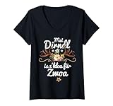 Mei Dirndl is z kloa für Zwoa Schwangere Schwangerschaft T-Shirt mit V-Ausschnitt