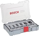 Bosch Professional 6tlg. Nutfräser Set (für Holz, Zubehör Oberfräsen mit 8 mm Schaft)