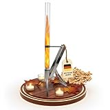 NovaTerra Feuerrohr Edelstahl Feuersäule & Pelletfackel – Elegante Terrassenheizer Gartenkamin Alternative – Silber für tolles Ambiente-Feuer