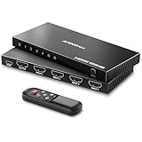 AVIDGRAM HDMI 2.0 Switch 4x1 Schwarz, 4K@60Hz, HDCP 2.2, HDR10, 3D, 18Gbps, für Xbox, PS4, HDTV, Monitor, mit IR-Fernbedienung und 2-jähriger Garantie