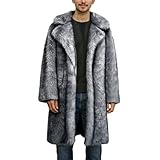 Generisch Fellmantel Herren Lang aus Kunstpelz Faux Pelz Wintermantel mit Kragen Warme Plüsch Jacke als Loose Cardigan für Herren Mode Winter Felljacke Männer Pelzmantel