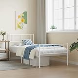 ShGaxin Bettgestell mit Kopf- und Fußteil Metall Weiß 80x200 cm, Bett, Bettrahmen, Gästebett, Bed Frame, Jugendbett, Familienbett, Bett Gestell, Schlafzimmer Bett 372237