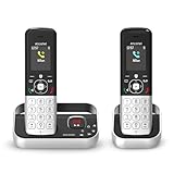 ALCATEL FX990 Voice Duo - Schnurloses DECT-Telefon mit Anrufbeantworter 50 Min. - Hochauflösendes Farbdisplay - Freisprechfunktion - Anrufsperre - VIP-Klingelton - 2 Mobilteile - Schwarz/Grau