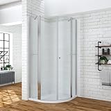 Duschkabine 90x90 cm Viertelkreis Pendeltür Duschtür mit Festteil Duschwand Glas Runddusche Halbrund Dusche Duschabtrennung höhe 195 cm Radius 55 cm Klarglas mit Lotus-Effekt NANO Beschichtung