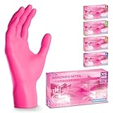 200 Stück ARNOMED Einweghandschuhe Pink, Einmalhandschuhe XS, Nitril Handschuhe, Nitrilhandschuhe puderfrei, Gummi-Handschuhe Einweg, Schutzhandschuhe, Handschuhe Nitril in XS, S, M, L, XL