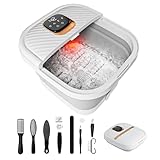 Faltbare Elektrische Fussbad Fußbadewanne mit Massagefunktion, fußbad massagegerät wasser,12 Temperatureinstellungen Fußwanne35℃-46℃,UV-Desinfektion, Wasserdichtes LCD-Display, Pediküre-Set