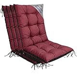 Amazinggirl Gartenstuhl Hochlehner Auflagen Set: 4X 50x120 cm - Sitzauflagen Gartenmöbel Gartenstuhlauflagen Polster Auflage für Gartenstühle Sitzpolster Outdoor Stuhlauflagen Sitzkissen Bordeaux