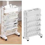 JOUFNING Multifunktionales Buchspeicherregal, Multilayer Deskside Bücherregal/Bücherregal, Mobile Bookshelf Mit Rädern, Rotierbare Rolldatei -Karren -Organisationsregal Für Schulklassen -Home(5 Tier)
