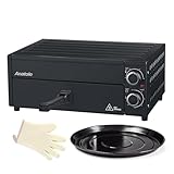 Anatole Pizzaöfen Elektrisch 12' 1800W Pizza Maker Indoor Zeit Temperatur Einstellbar Pizzamaschine Multifunktional mit Abnehmbar Grill Krume Tray