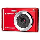 AGFA Photo Realishot DC5200 - Kompaktes Digitalkamera, 21MP, 2,4” LCD-Bildschirm, 8X Digitalzoom, HD 720p Video, Lithiumbatterie, SD-Karten, Szenenmodi - Rot