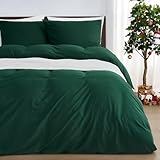 Duvetnova Weihnachtsbettwäsche 155x220 Grün 3 teilig Superweiche Vorgewaschene Mikrofaser Baumwollähnlich ÖKO-TEX 1 Bettbezug 155x220+2 Kissenbezüge 80x80 mit Reißverschluss Bettwäsche Dunkelgrün