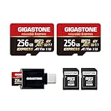 【Für Switch 2 entwickelt】 GIGASTONE 256 GB microSDXC Express SD 7.1, bis zu R/W 880/650 MB/s für Nintendo-Switch 2, professionelle Kamera, A1 V30 U3, mit 2 Adaptern und 1 USB-C-Kartenleser, 2 Stück