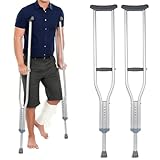 OUUTMEE Achselkrücken 2 Stück Unterarmgehstütze Höhenverstellbar Erwachsene Krücken, Höhenverstellbereich:128~148 cm, Maximale Tragfähigkeit 150 kg (Grau, Groß)