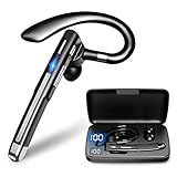 Bluetooth Headset mit Mikrofon, In Ear Freisprech Handy Kabellos Kopfhörer mit LED Ladebox für Autofahren/Business/Büro, IPX7 Wasserdicht, Kompatibel mit iPhone Android Smartphones und Tablets