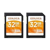 Ediloca EF2 UHS-I Speicherkarte 32GB 2er-Pack, Lesen 90MB/s, Schreiben 20MB/s, C10, U1, V10, Full-HD und 4K-Video, SD-Karte für professionelle Fotografen