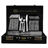 Karl Hausmann Besteckset, Essbesteck für 12 Personen, 72-teilig aus Edelstahl, Besteck Set inkl. Koffer mit Tafelbesteck & Tortenheber, spülmaschinengeeignet, Silverware (LENA)